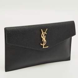 Pre Owned Saint Laurent Black Leather Uptown Pouch