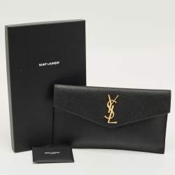 Pre Owned Saint Laurent Black Leather Uptown Pouch