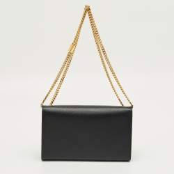 Pre Owned Saint Laurent Black Leather Medium Kate Shoulder Bag