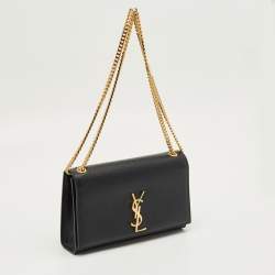 Pre Owned Saint Laurent Black Leather Medium Kate Shoulder Bag