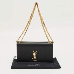 Pre Owned Saint Laurent Black Leather Medium Kate Shoulder Bag