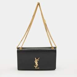 Pre Owned Saint Laurent Black Leather Medium Kate Shoulder Bag