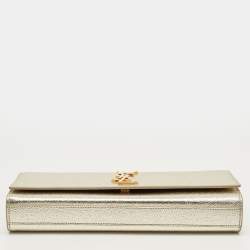 Pre Owned Saint Laurent Gold Leather Cassandre Clutch