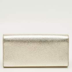 Pre Owned Saint Laurent Gold Leather Cassandre Clutch