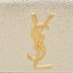 Pre Owned Saint Laurent Gold Leather Cassandre Clutch
