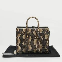 Pre Owned Saint Laurent Cream/Grey Python Small Classic Sac De Jour Tote