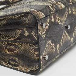 Pre Owned Saint Laurent Cream/Grey Python Small Classic Sac De Jour Tote