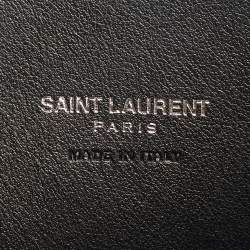 Pre Owned Saint Laurent Black/Cream Python Embossed and Leather Nano Classic Sac De Jour Tote