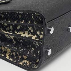Pre Owned Saint Laurent Black/Cream Python Embossed and Leather Nano Classic Sac De Jour Tote