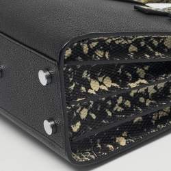 Pre Owned Saint Laurent Black/Cream Python Embossed and Leather Nano Classic Sac De Jour Tote