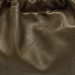Pre Owned Saint Laurent Olive Green Quilted Leather Jamie Pochon Shoulder Bag