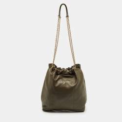 Pre Owned Saint Laurent Olive Green Quilted Leather Jamie Pochon Shoulder Bag