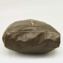 Pre Owned Saint Laurent Olive Green Quilted Leather Jamie Pochon Shoulder Bag