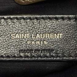 Pre Owned Saint Laurent Olive Green Quilted Leather Jamie Pochon Shoulder Bag
