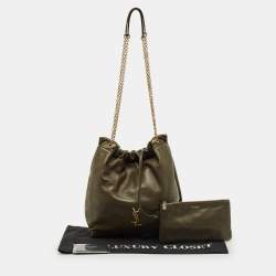 Pre Owned Saint Laurent Olive Green Quilted Leather Jamie Pochon Shoulder Bag