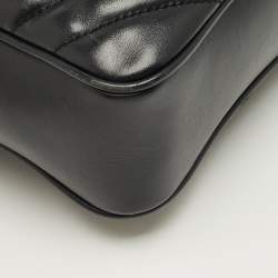 Pre Owned Saint Laurent Black Matelassé Leather Monogram Lou Camera Crossbody Bag