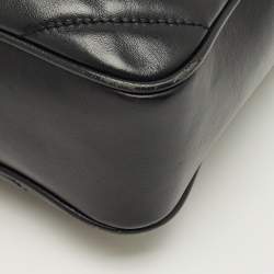 Pre Owned Saint Laurent Black Matelassé Leather Monogram Lou Camera Crossbody Bag