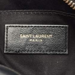 Pre Owned Saint Laurent Black Matelassé Leather Monogram Lou Camera Crossbody Bag