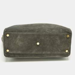 Pre Owned Saint Laurent Grey Suede and Leather Suede Reversible Shopper Tote