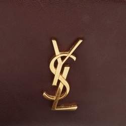 Pre Owned Saint Laurent Burgundy Leather Mini Blogger Crossbody Bag