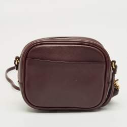 Pre Owned Saint Laurent Burgundy Leather Mini Blogger Crossbody Bag