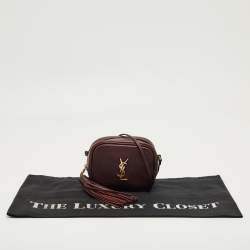 Pre Owned Saint Laurent Burgundy Leather Mini Blogger Crossbody Bag