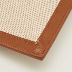 Pre Owned Saint Laurent Brown/Beige Canvas ad Leather Uptown Pouch