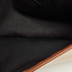 Pre Owned Saint Laurent Brown/Beige Canvas ad Leather Uptown Pouch