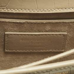 Pre Owned Saint Laurent Beige Croc Embossed Leather Medium Sunset Shoulder Bag