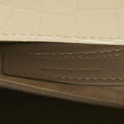 Pre Owned Saint Laurent Beige Croc Embossed Leather Medium Sunset Shoulder Bag
