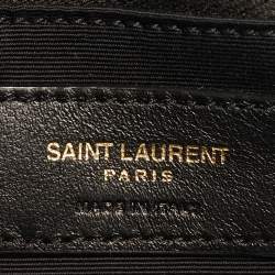 Pre Owned Saint Laurent Dark Beige Matelassé Leather Toy Loulou Crossbody Bag