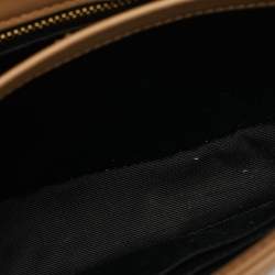 Pre Owned Saint Laurent Dark Beige Matelassé Leather Toy Loulou Crossbody Bag