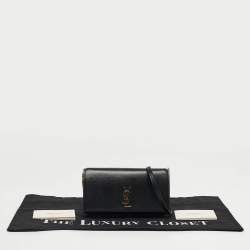 Pre Owned Saint Laurent Black Leather Cassandre Phone Holder