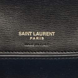 Pre Owned Saint Laurent Black Leather Cassandre Phone Holder
