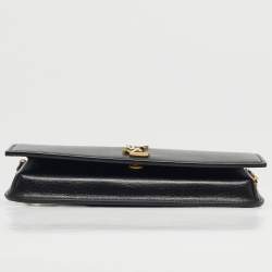 Pre Owned Saint Laurent Black Leather Cassandre Phone Holder