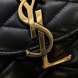 Pre Owned Saint Laurent Paris June Box Shoulder Bag Black Leather