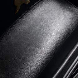 Pre Owned Saint Laurent Paris June Box Shoulder Bag Black Leather