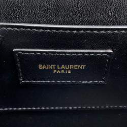 Pre Owned Saint Laurent Paris June Box Shoulder Bag Black Leather
