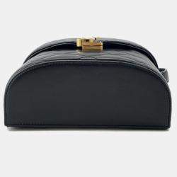 Pre Owned Saint Laurent Paris June Box Shoulder Bag Black Leather