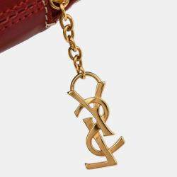 Pre Owned Yves Saint Laurent Red Leather Y Cut Out Handbag
