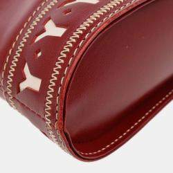 Pre Owned Yves Saint Laurent Red Leather Y Cut Out Handbag