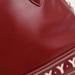 Pre Owned Yves Saint Laurent Red Leather Y Cut Out Handbag