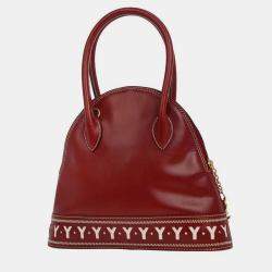 Pre Owned Yves Saint Laurent Red Leather Y Cut Out Handbag