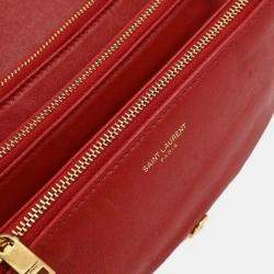 Pre Owned Saint Laurent Red Leather Shoulder Angie Chain Bag
