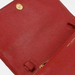 Pre Owned Saint Laurent Red Leather Shoulder Angie Chain Bag