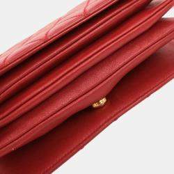 Pre Owned Saint Laurent Red Leather Shoulder Angie Chain Bag
