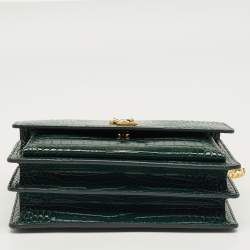 Pre Owned Saint Laurent Green Croc Embossed Leather Medium Sunset Shoulder Bag