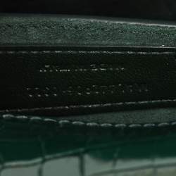 Pre Owned Saint Laurent Green Croc Embossed Leather Medium Sunset Shoulder Bag