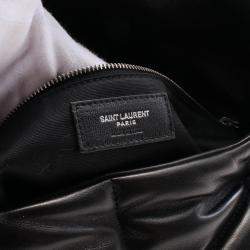 Pre Owned Saint Laurent Lulu Puffer Shoulder Bag Leather Black