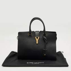 Pre Owned Saint Laurent Black Leather Medium Cabas Chyc Tote